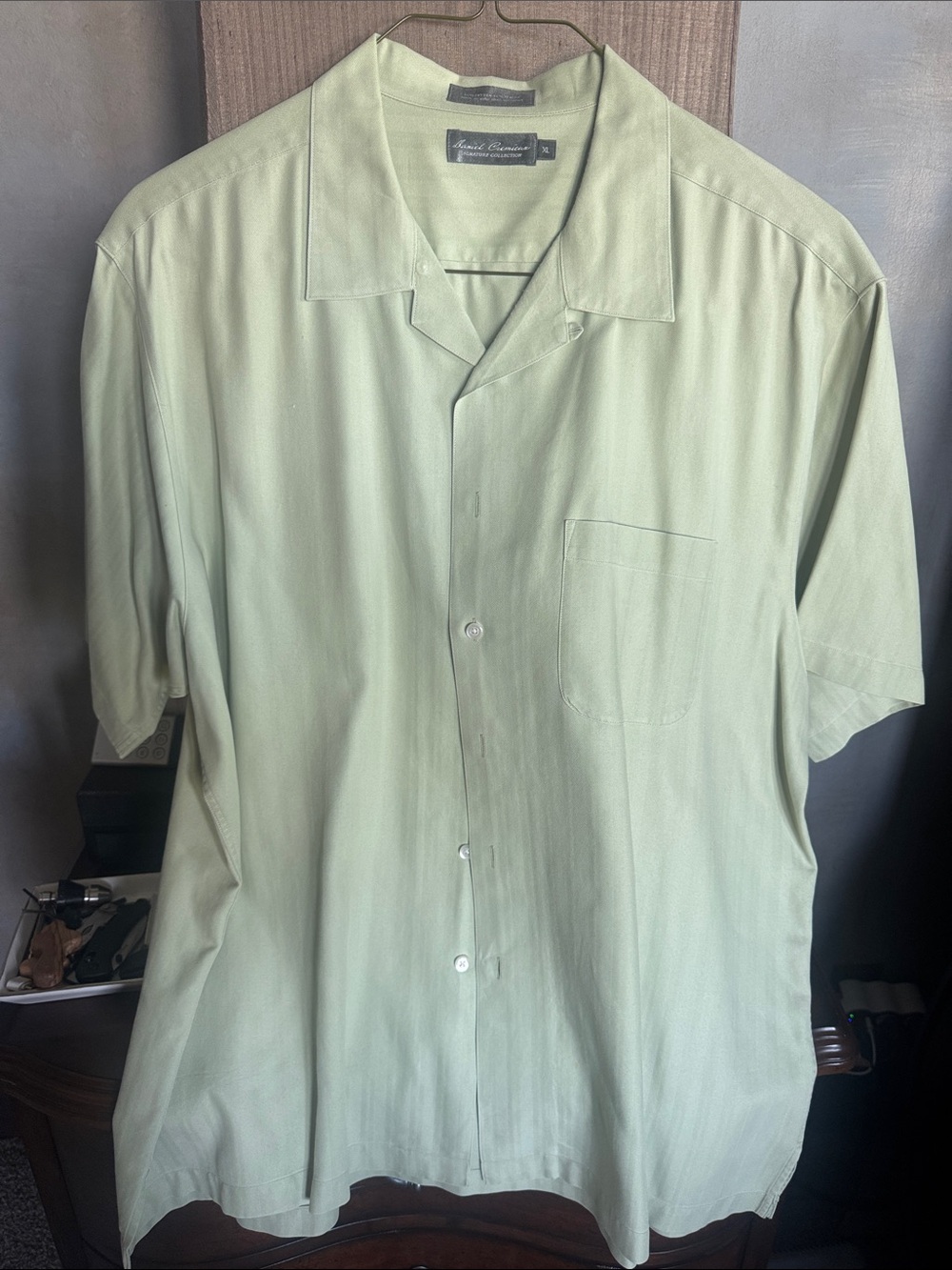 Daniel Cremieux Light Green Short-Sleeve Button-Down Shirt